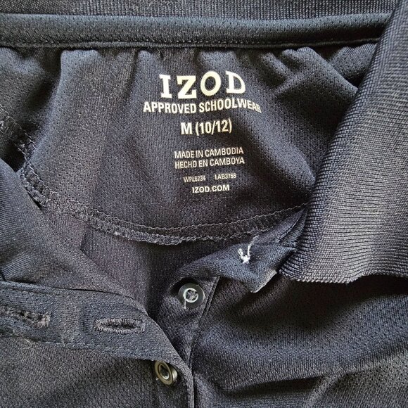 Girls Izod Navy Blue Polo Shirt M (10/12) 100% Polyester Short Sleeve - Picture 4 of 5